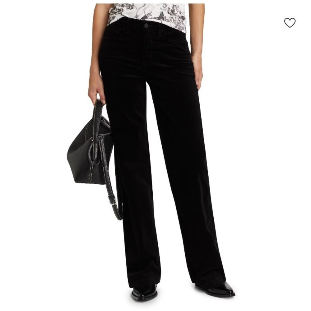 L’Agence Women's Pants Clayton Velvet High Rise Wide Leg Pants in Black size 25